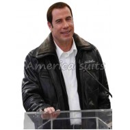 John Travolta Burbank Airport Leather Jacket