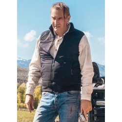 Kevin Costner Yellowstone Black Quilted Vest