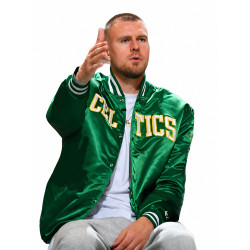 Kristaps Porzingis Boston Celtics Green Satin Jacket