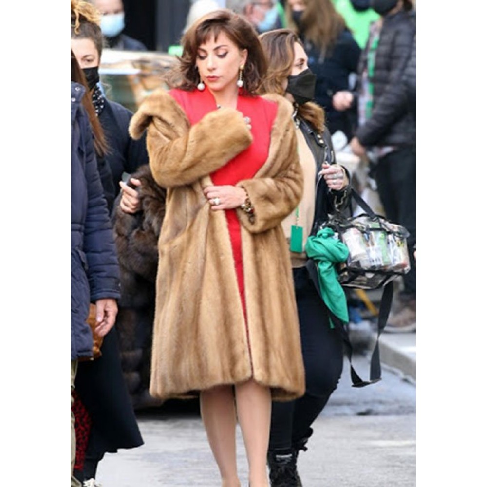 House Of Gucci 2021 Lady Gaga Fur Trench Coat