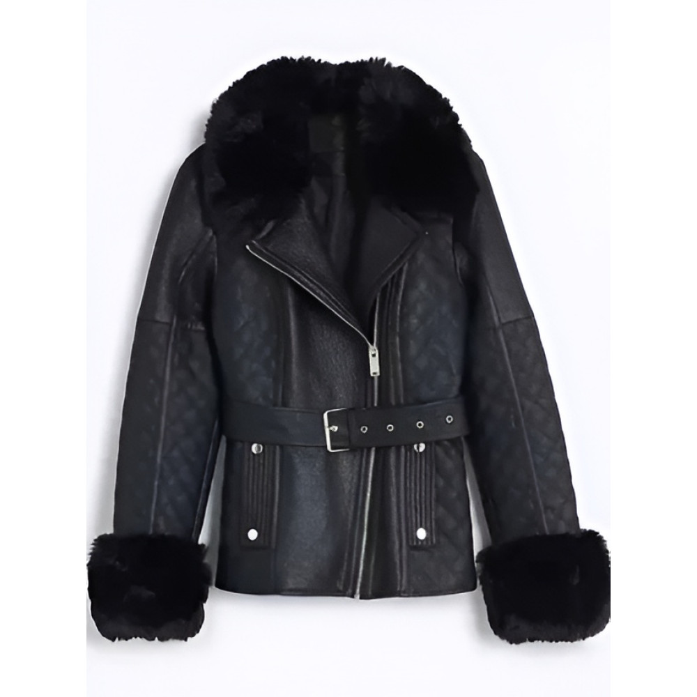 Lana Parrilla The Rainmaker Black Fur Leather Jacket