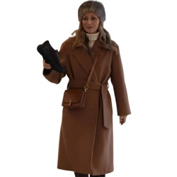 Man Vs Baby Kelly Hampson Brown Wrap Coat