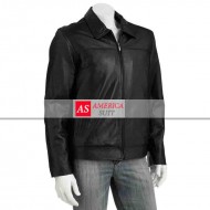 Men Black Leather Excelled Jacket On Sale