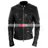 Men Black Leather Motorcyle Leather Jacket