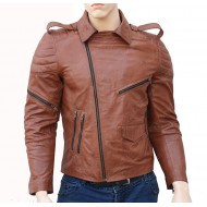 Men Classical Brown Biker Leather Jacket