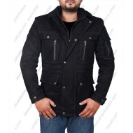 Men Outdoor Black Cotton Jacket