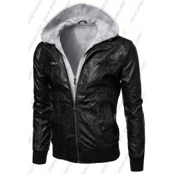 Men Moto Racer Leather Jacket