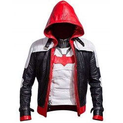 Men’s Bat Red Hood Leather Jacket