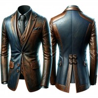 Men's Dual-Tone Distressed Leather Blazer