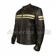 Mens Brown Cafe racer leather Jacket