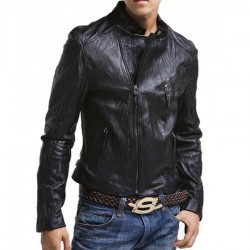 Mens Slim Fit Bike Asymmetrical Jacket