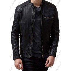 Mens Sparta Black Classic Genuine Leather Jacket