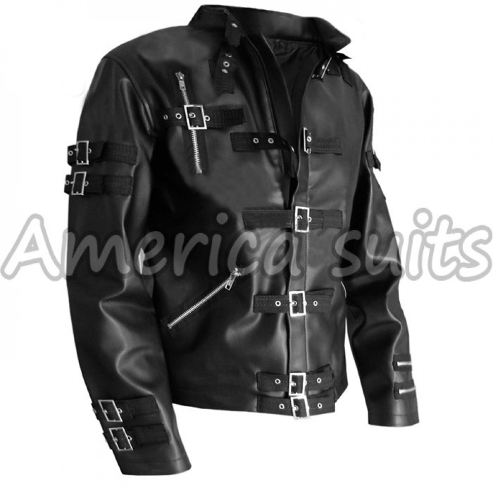 Black Leather Jacket For Men : Michael Jackson Bad Vintage
