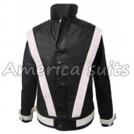 Michael Jackson Thriller black with white stripes Leather Jacket