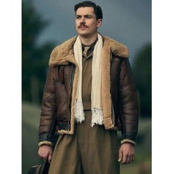 Nate Mann Masters of the Air Shearling Leather Jacket