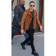 Nick Jonas Slim Suede Leather Jacket