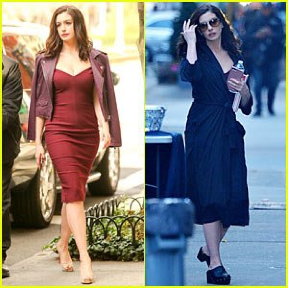 anne hathaway purple dress ocean's 8 Anne Hathaway Oceans 8 Leather Jacket