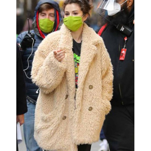 Selena Gomez Brown Double Breasted Coat Street Style Autumn Winter 2021