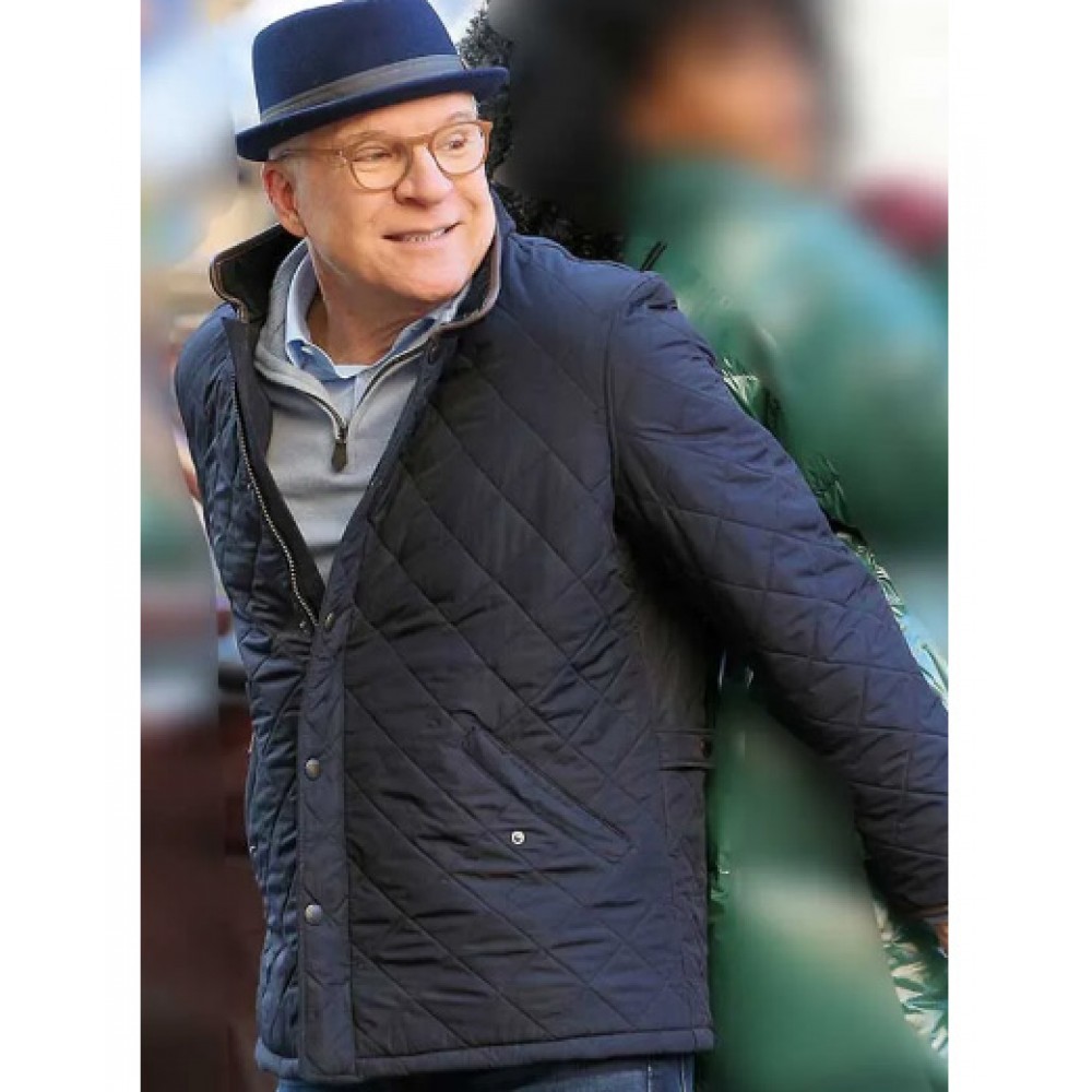 Steve Martin Black Quilted Jacket - TV Series Only Murders