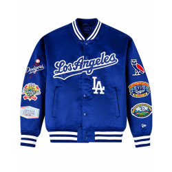 OVO X New Era X MLB Los Angeles Dodgers Blue Varsity Jacket