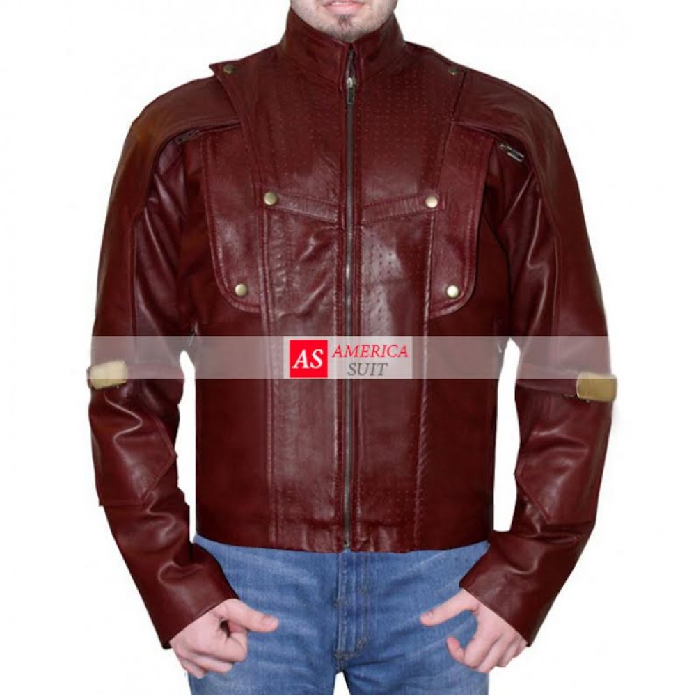 Starlord Guardians of the Galaxy Chris Red Leather Jacket