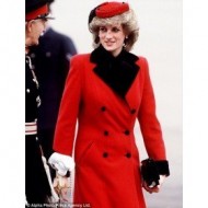 Lady Diana Princess Red Wool Coat