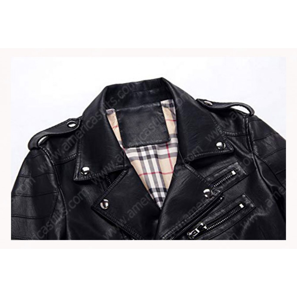 Quilted Style Genuine Black Leather Jacket
