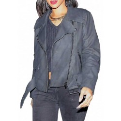 Rihanna Grey Leather Jacket