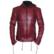 Roy Harpers Arrow Season 3 Maroon Leather Jacket For Men