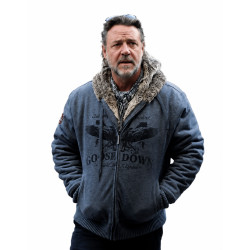 Russell Crowe Grey Fur Hoodie
