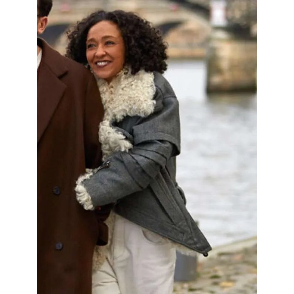 Ruth Negga Good Grief 2023 Black Shearling Jacket