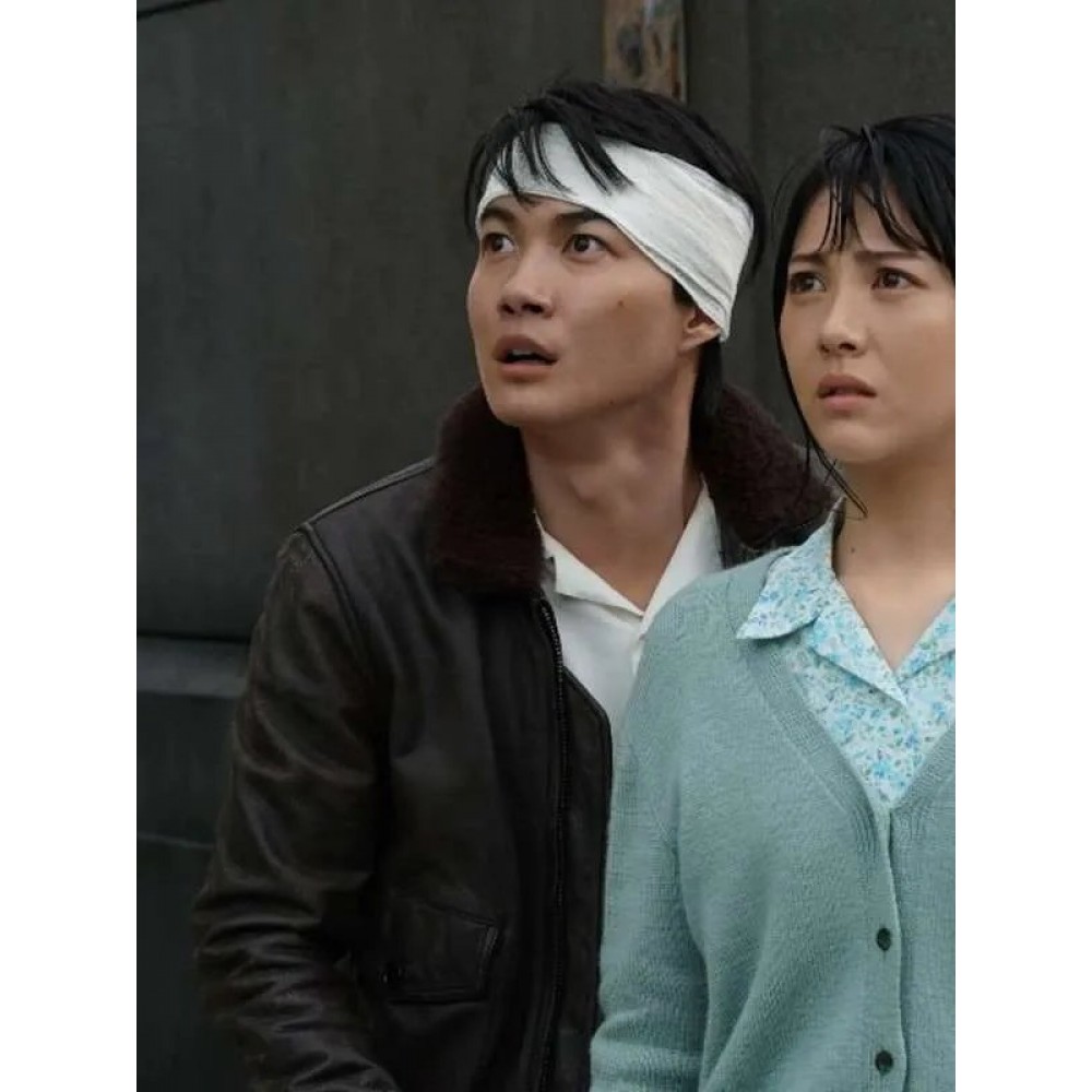 Ryunosuke Kamiki Godzilla Minus One Black Leather Jacket, image size:1000x1000