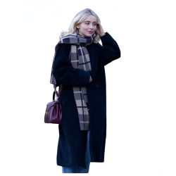 Sabrina Carpenter Street Style Black Wool Coat