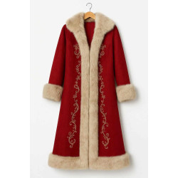 Santa Claus Red Wool Blend Gold Embroidery Coat