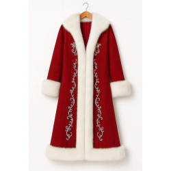 Santa Claus Red Wool Blend Silver Embroidery Coat