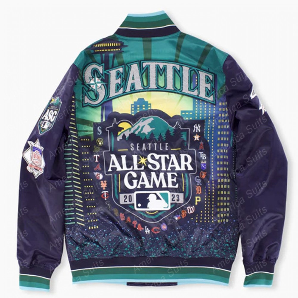 Seattle Mariners Full Leather Jacket - Navy 4X-Large