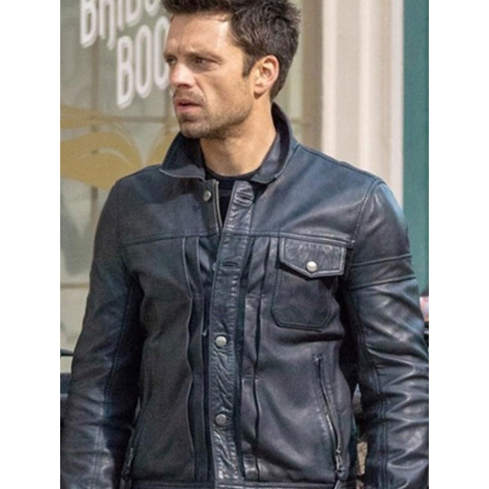 Sebastian Stan Motorcycle Leather Jacket
