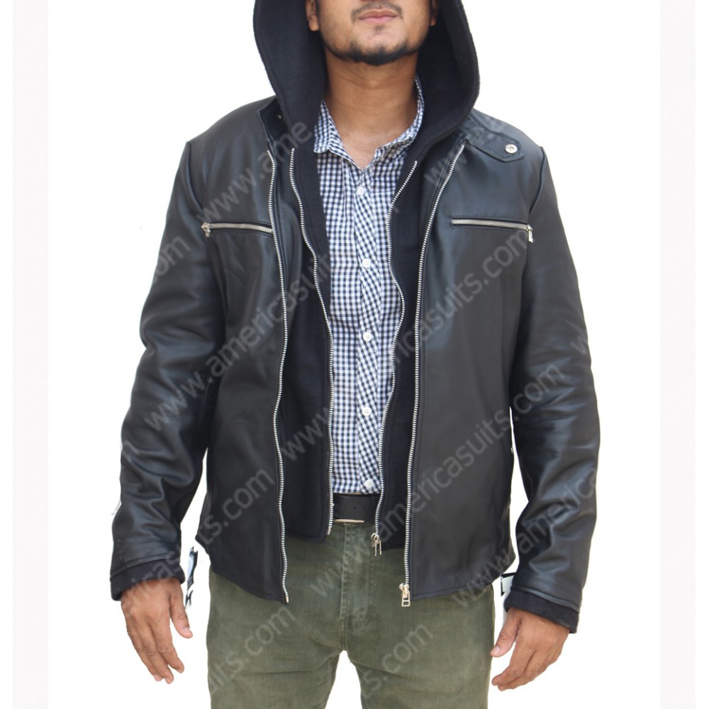 Sharknado 6 Fin Shepard Black Leather Jacket | americasuits.com
