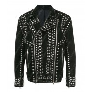 Silver Studded Black Rider Leather Jacket