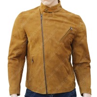 Tan Nubuck Leather Jacket For Men
