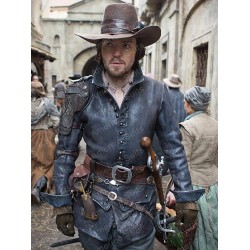 Tom Burke The Musketeers Black Leather Jacket