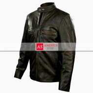 Tom Cruise Brown Distressed Motorbike Leather Jacket