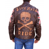 UK Flag Brando Slim Fit Leather Jacket