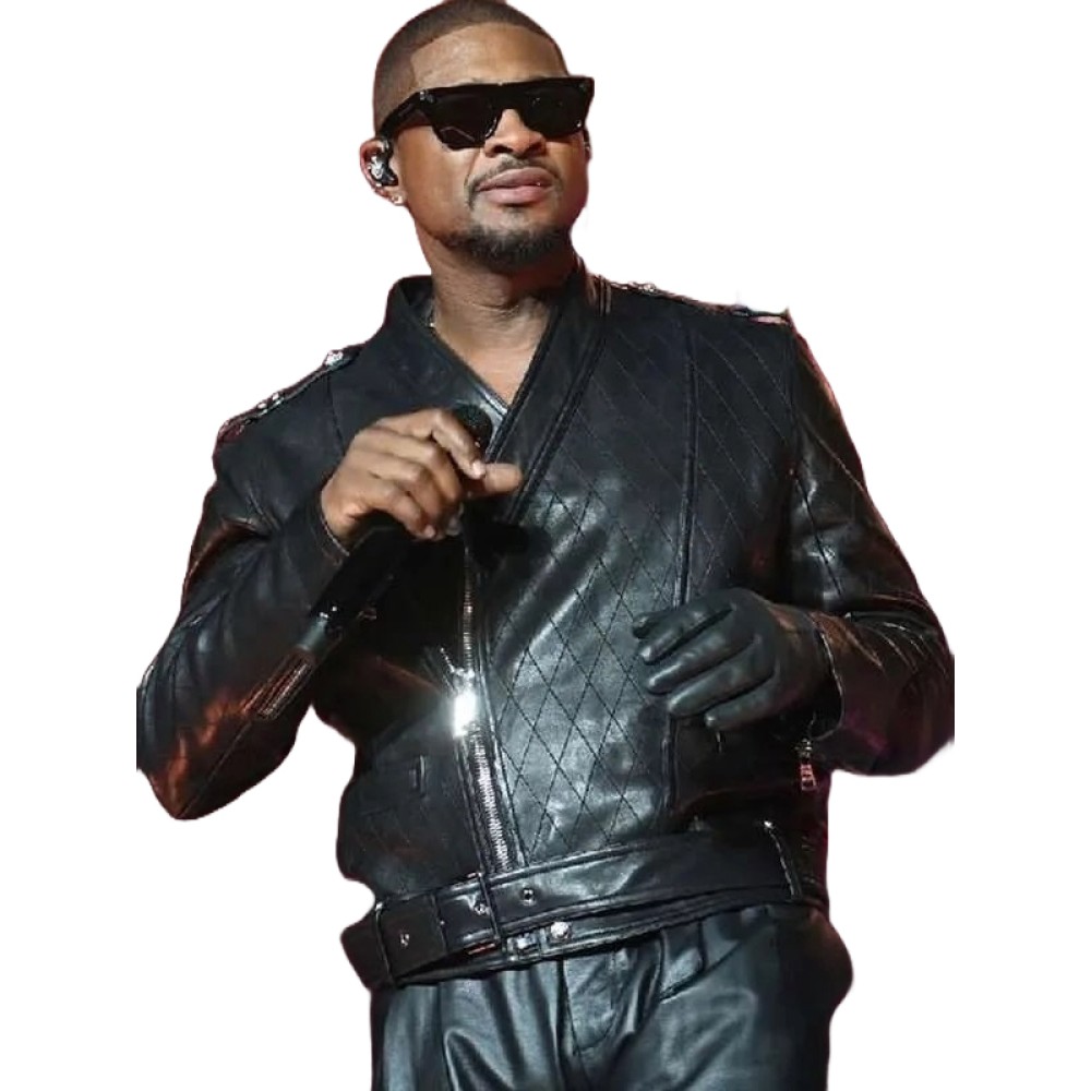 Usher Rapper Suits Usher 2024 Hot Black Leather Jacket