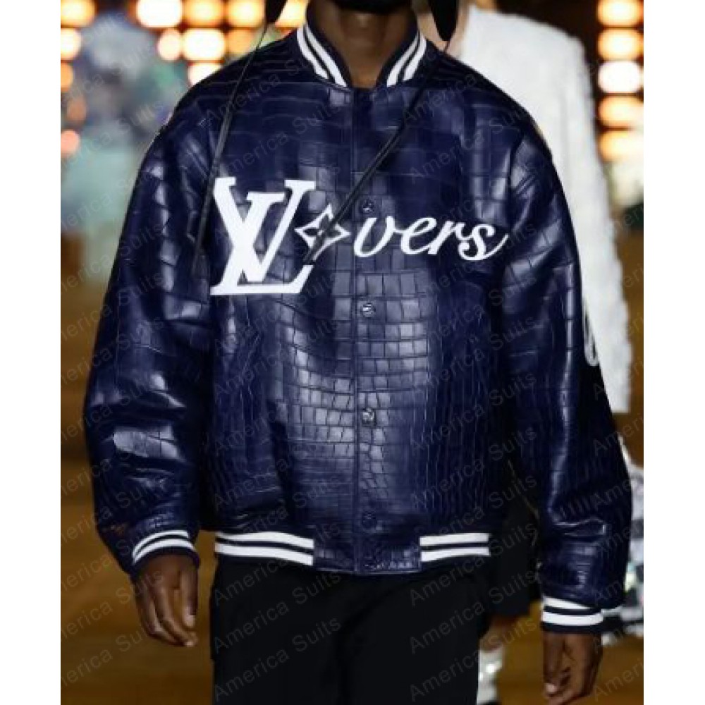 Mens Louis Vuitton Vers 2024 Blue Varsity Jacket