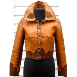 Vintage Women Tan Handmade Leather Jacket
