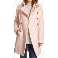 Women Baby Pink Double Breasted Coat