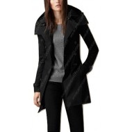 Women Black Belted Trench Coat