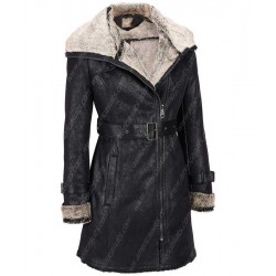 Women Black Short Trench Jacket