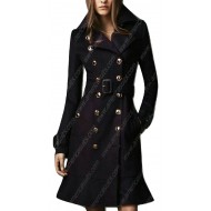 Women Double Breasted Wool Trench Coat